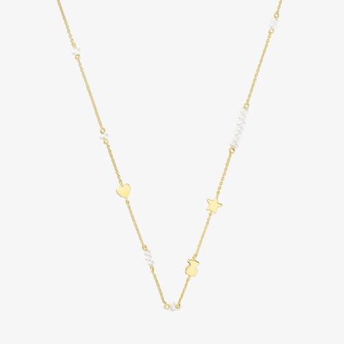 Gargantilla de oro 18K con motivos y perlas cultivadas Sweet Dolls