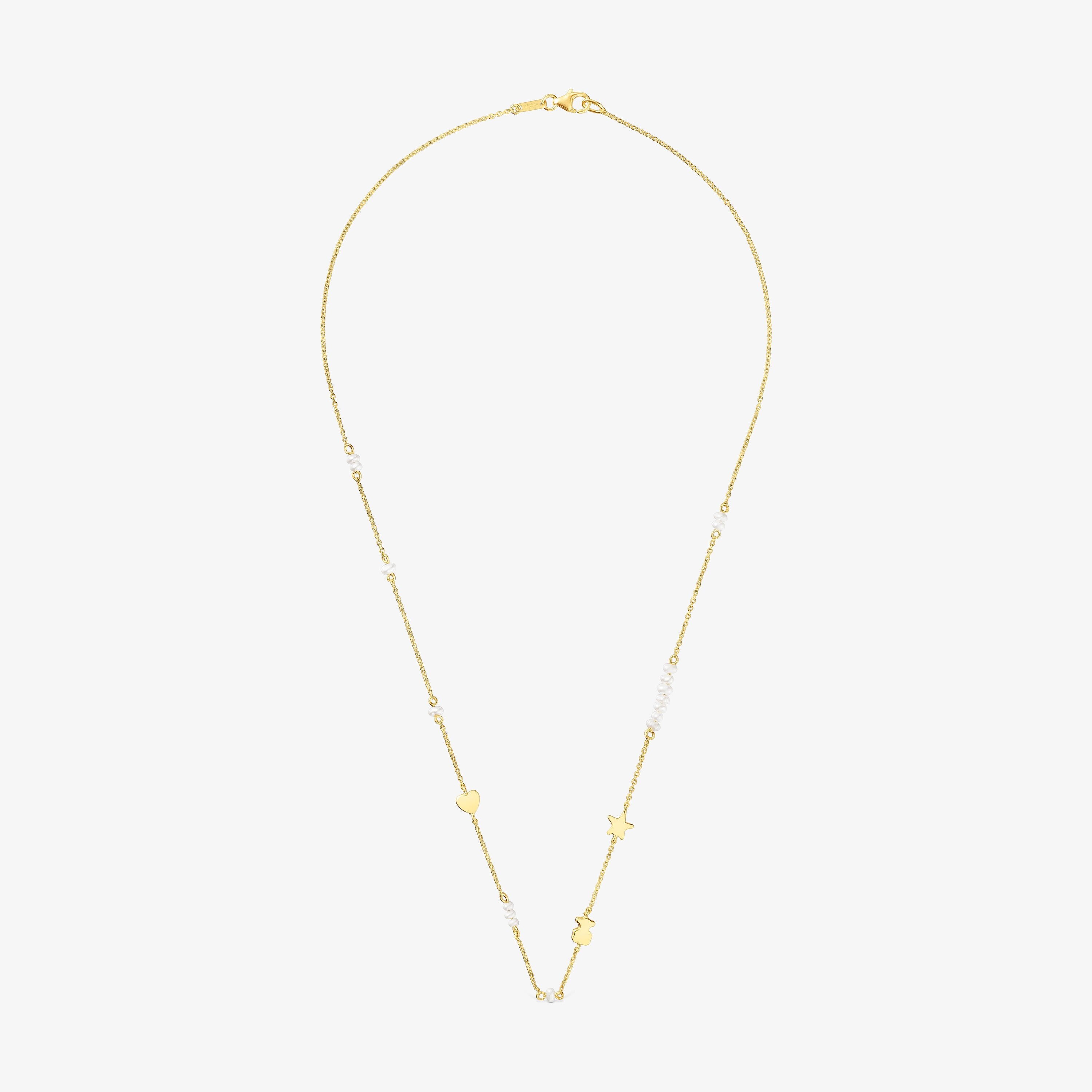 Sweet Dolls 18K solid gold Choker with motifs and cultured pearls