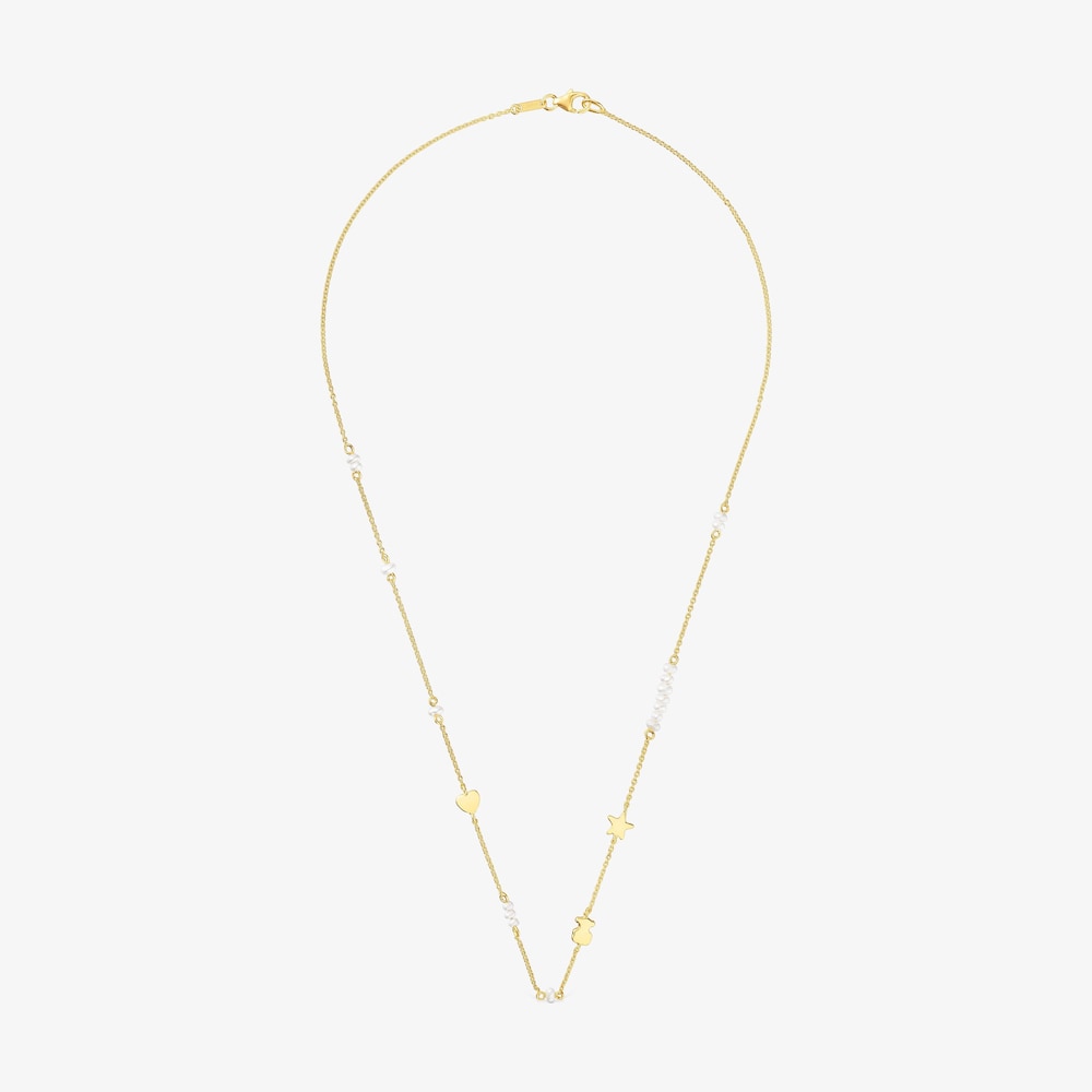 Sweet Dolls 18K solid gold Choker with motifs and cultured pearls