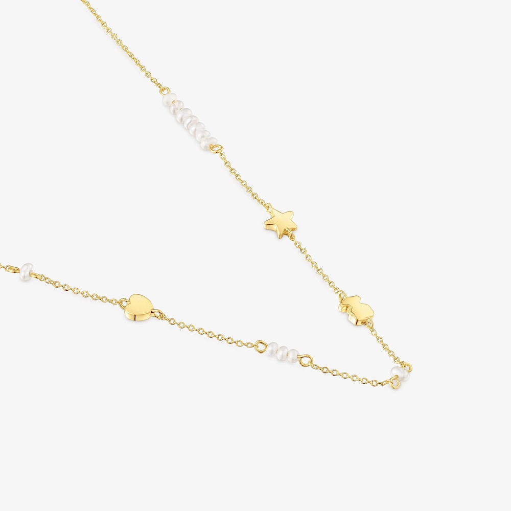 Sweet Dolls 18K solid gold Choker with motifs and cultured pearls