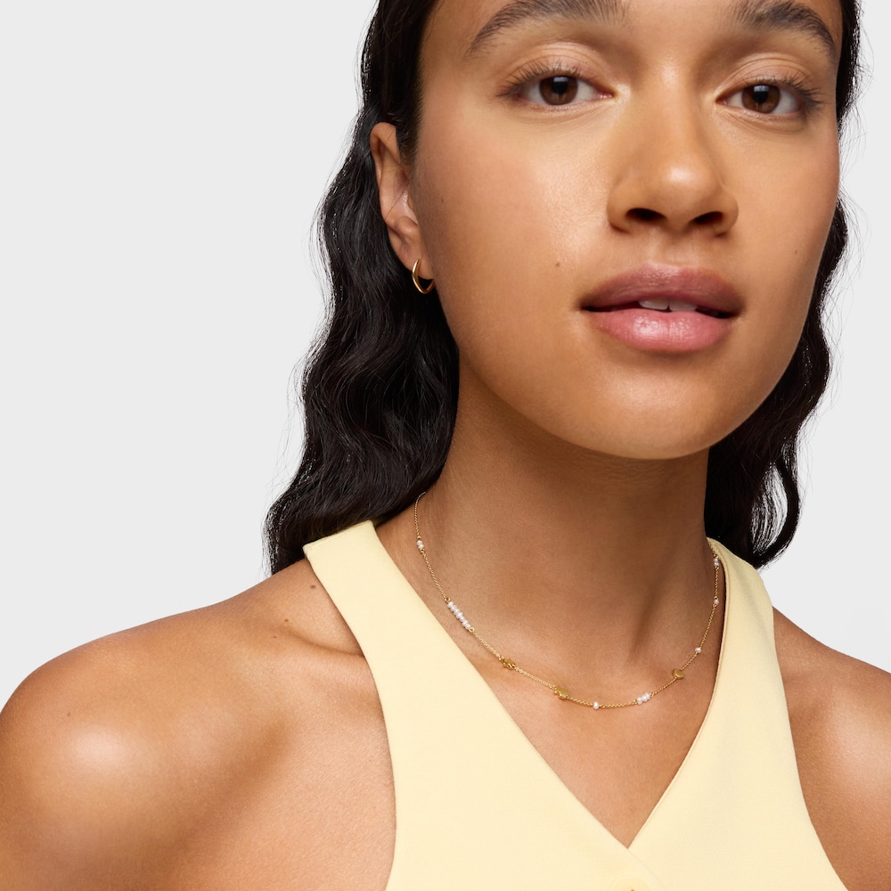 Sweet Dolls 18K solid gold Choker with motifs and cultured pearls