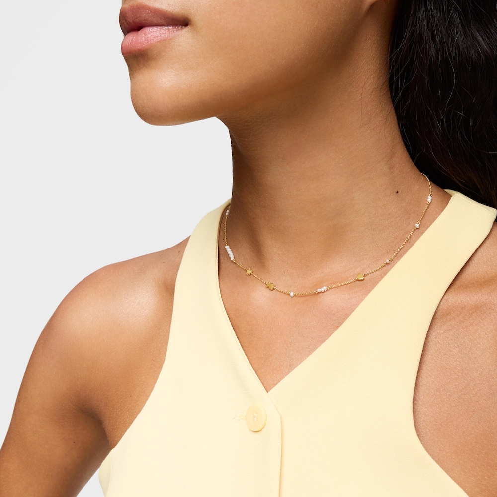 Sweet Dolls 18K solid gold Choker with motifs and cultured pearls