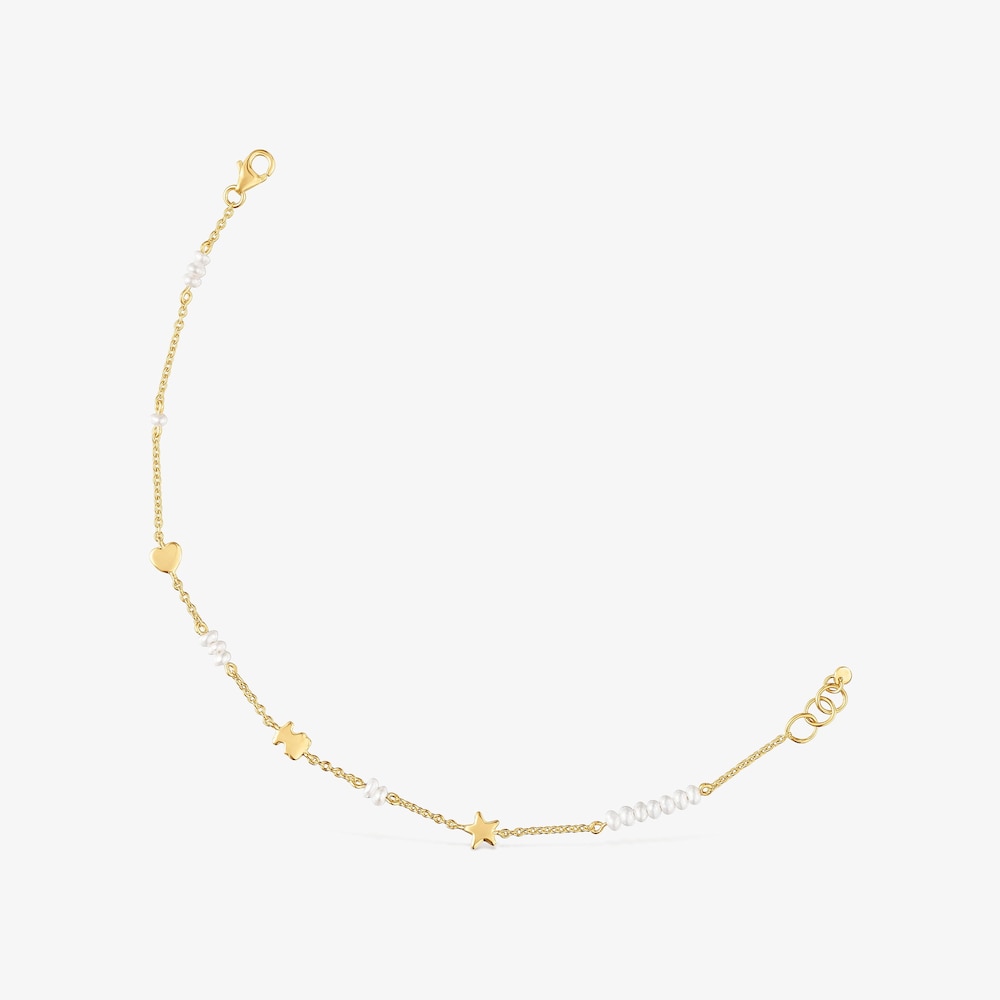 Zlat&yacute; retiazkov&yacute; N&aacute;ramok s&nbsp;mot&iacute;vmi a&nbsp;kultivovan&yacute;mi perlami Sweet Dolls