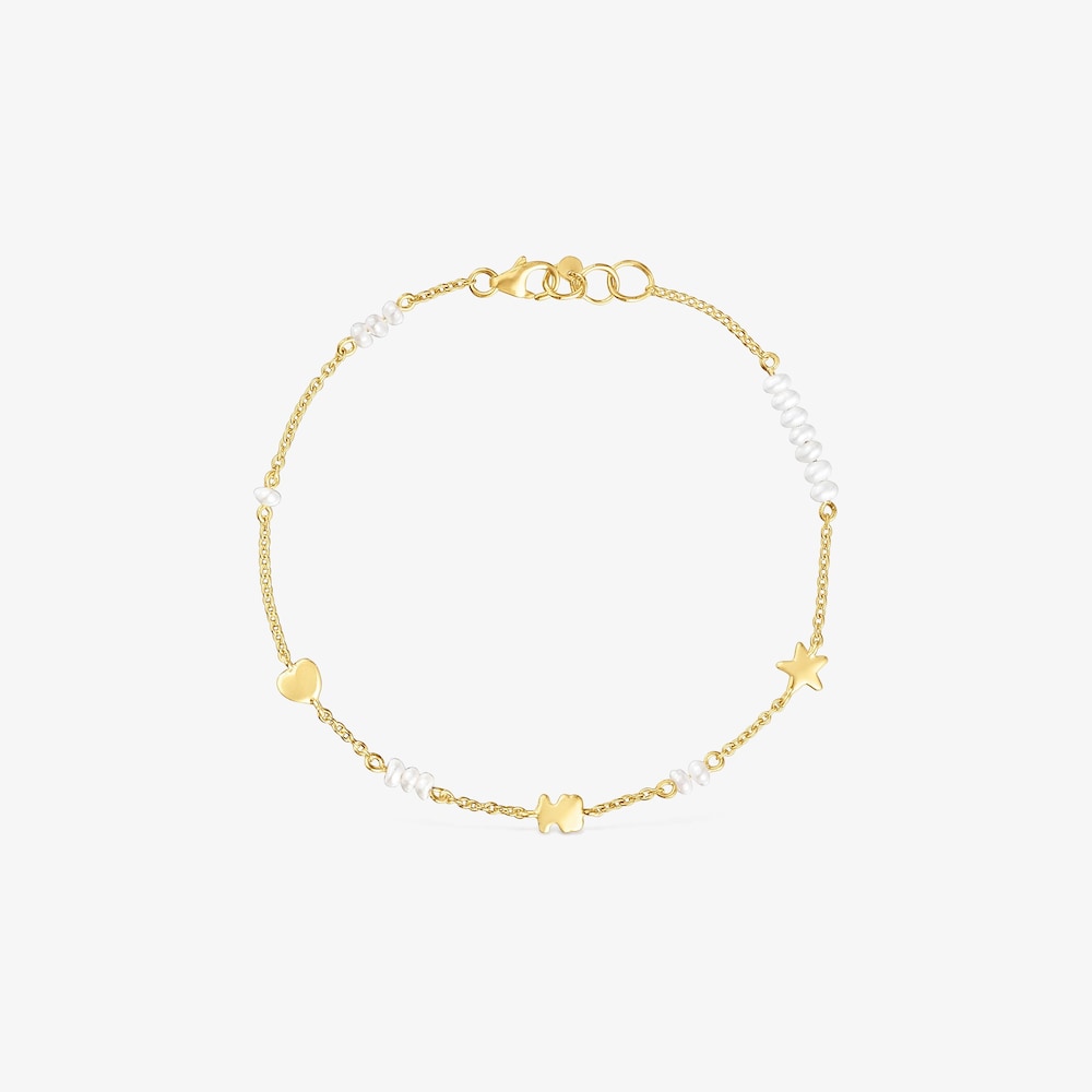 Zlat&yacute; retiazkov&yacute; N&aacute;ramok s&nbsp;mot&iacute;vmi a&nbsp;kultivovan&yacute;mi perlami Sweet Dolls