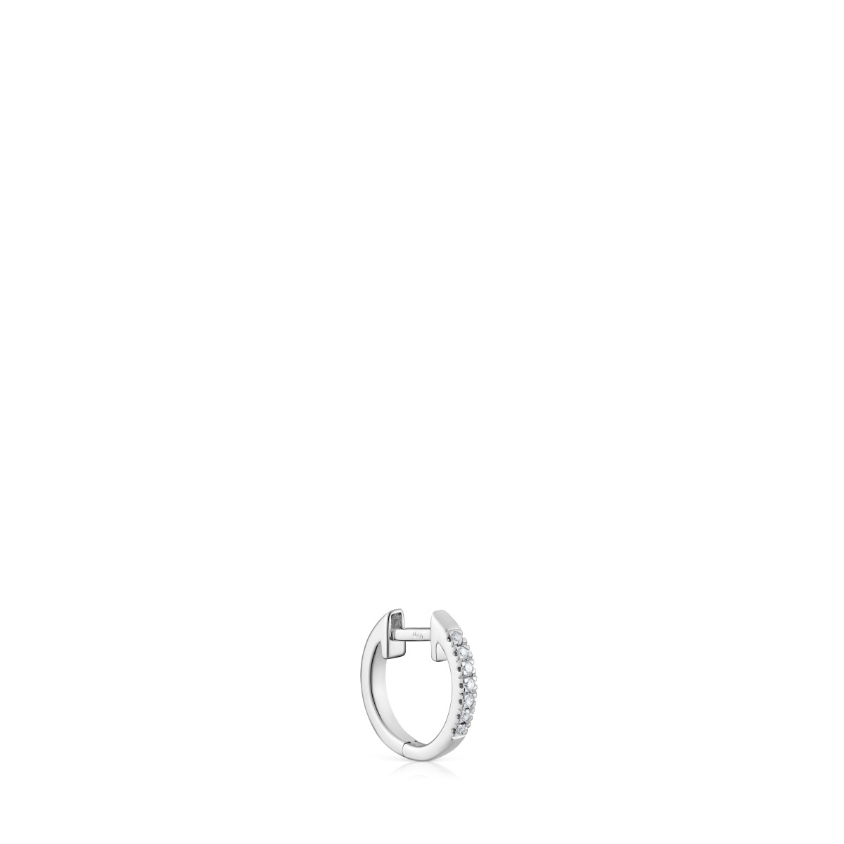 Les Classiques 8,5 mm short Hoop single earring in white gold with diamonds
