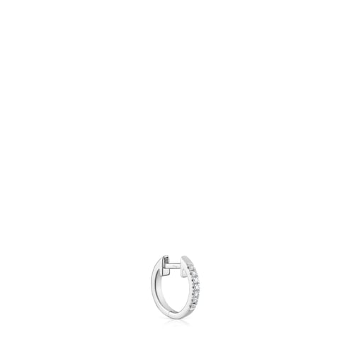 Les Classiques 8,5 mm short Hoop single earring in white gold with diamonds