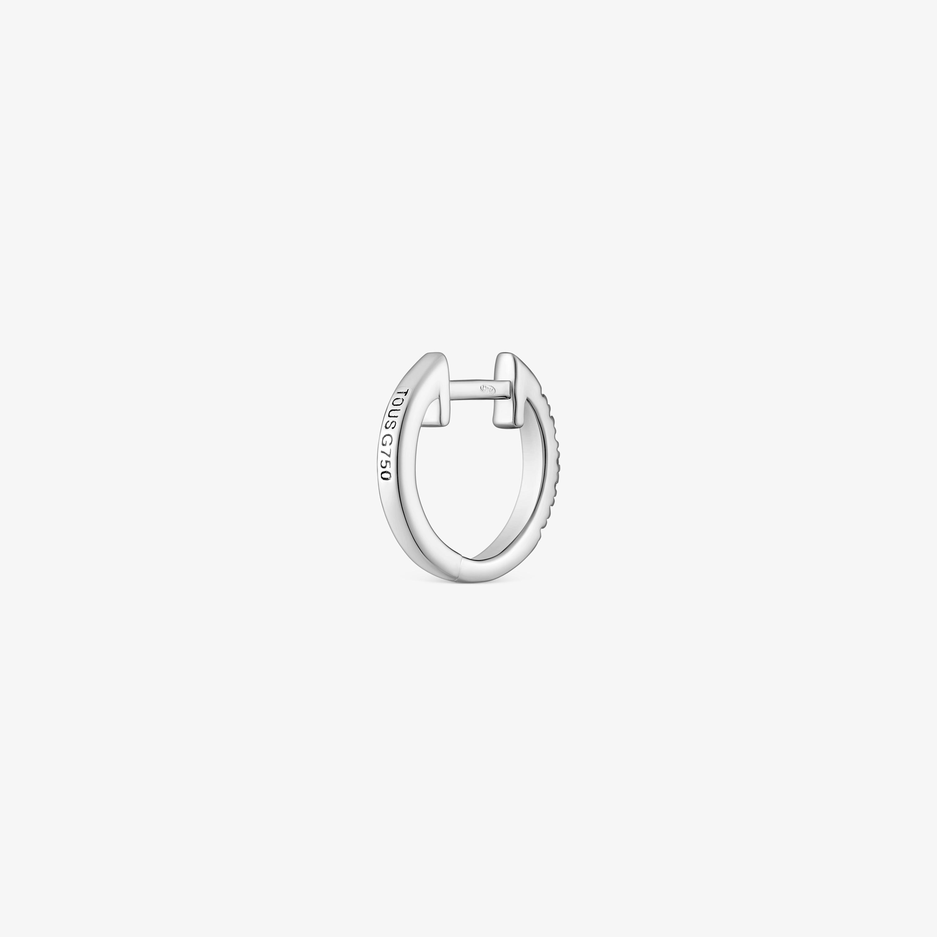 Les Classiques 11 mm short Hoop single earring in 18K white gold with diamonds