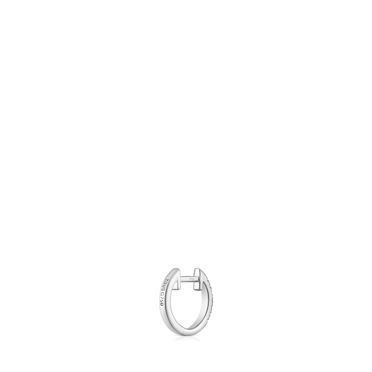 Les Classiques 8,5 mm short Hoop single earring in white gold with diamonds