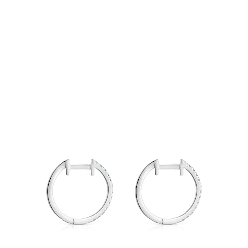 Les Classiques 11 mm short Hoop earrings in white gold with diamonds