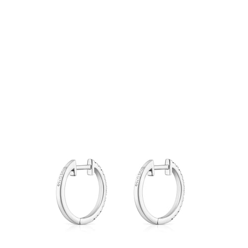 Les Classiques 11 mm short Hoop earrings in white gold with diamonds