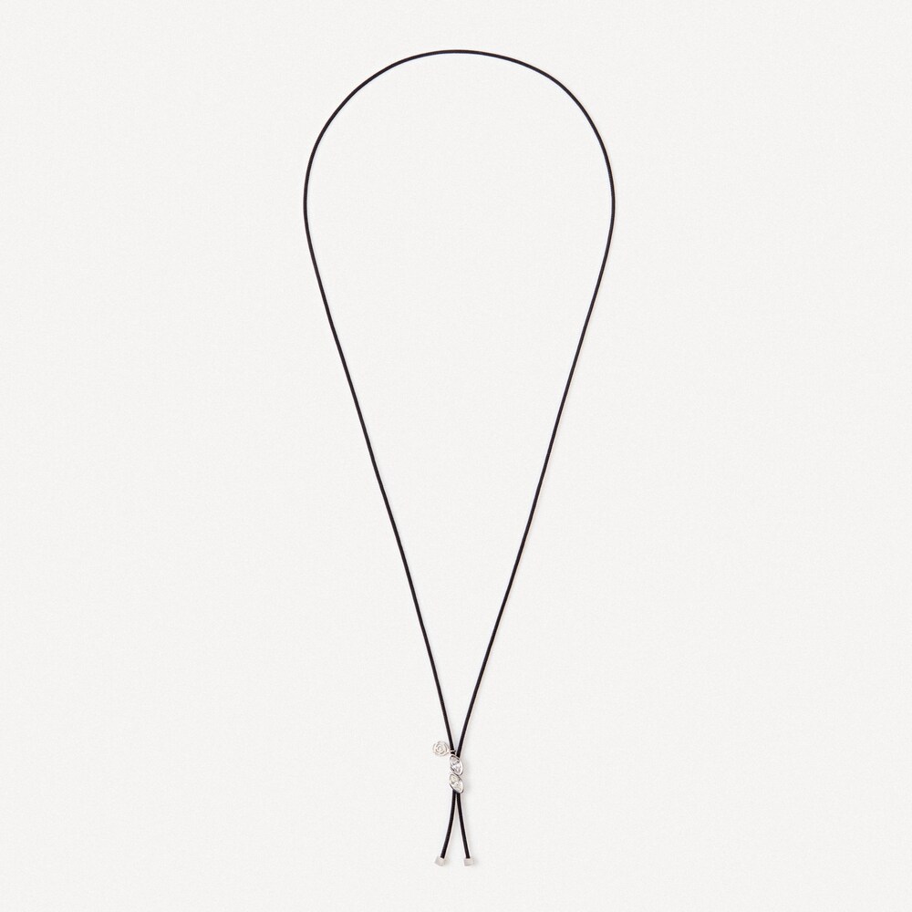 Collar de oro blanco con diamantes y cord&oacute;n negro TOUS ATELIER