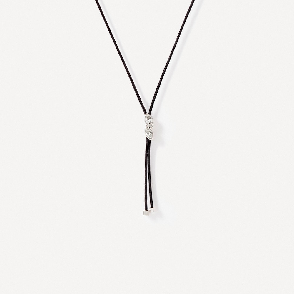 Collar de oro blanco con diamantes y cord&oacute;n negro TOUS ATELIER