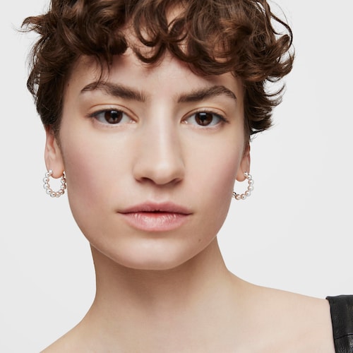 Gloss 15 mm small silver Hoop earrings with charms