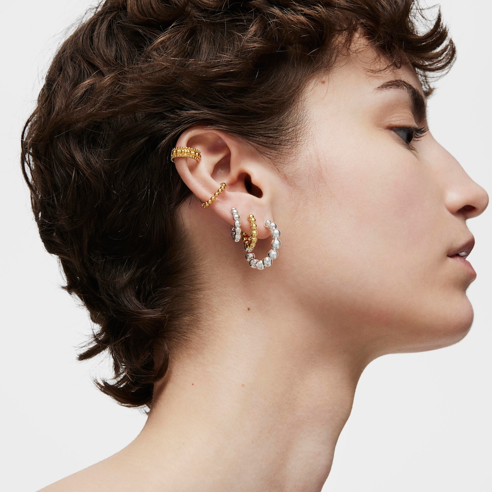 Pendientes de aro peque&ntilde;os con detalles de plata 15 mm Gloss