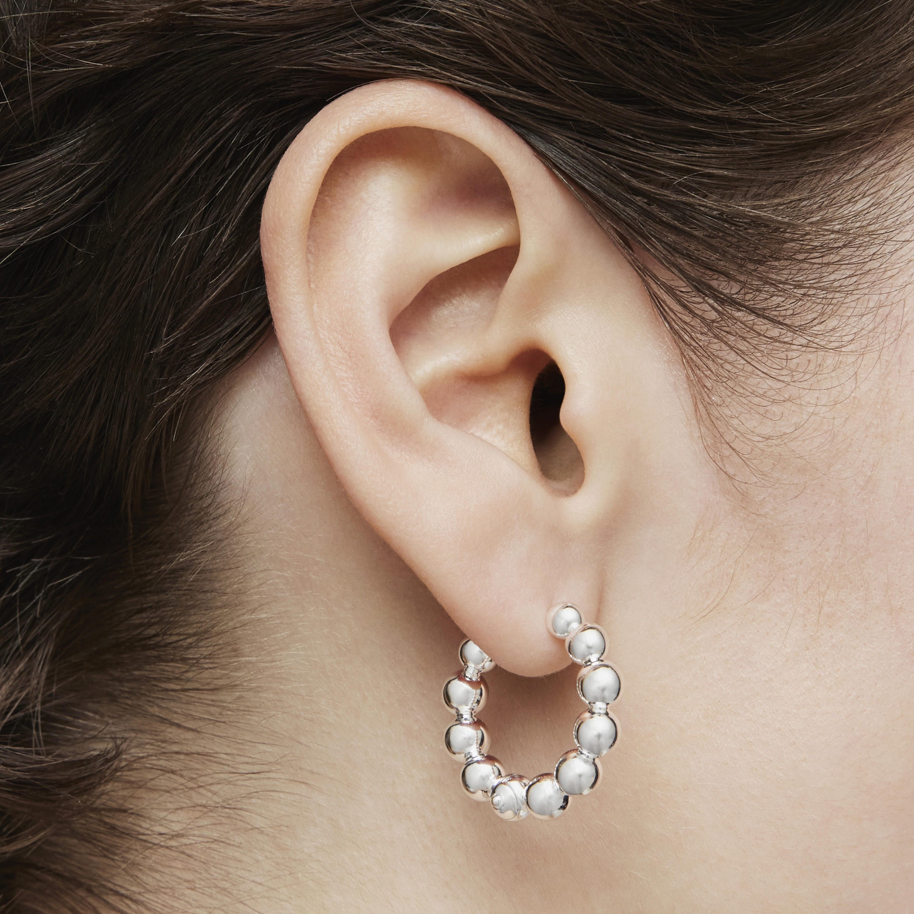 Gloss 15 mm small silver Hoop earrings with charms