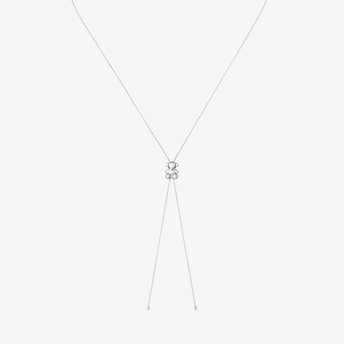 Colar comprido em prata e motivo de urso Bold Bear