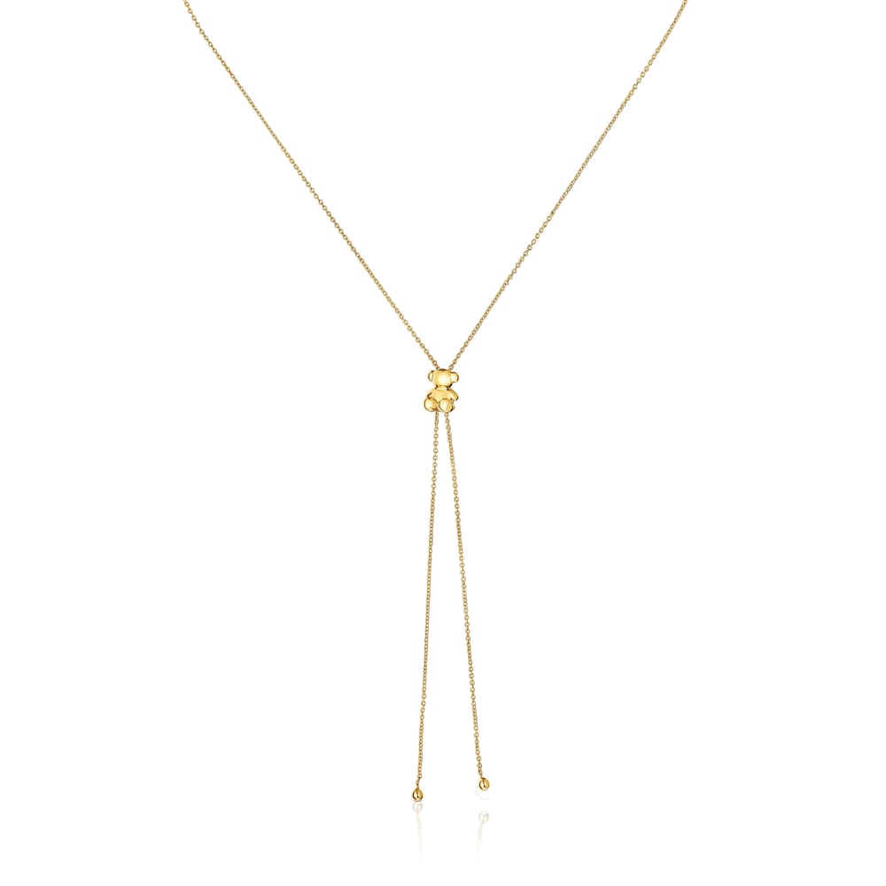 Collar mediano con baño de oro 18 kt sobre plata y motivo oso Bold Bear