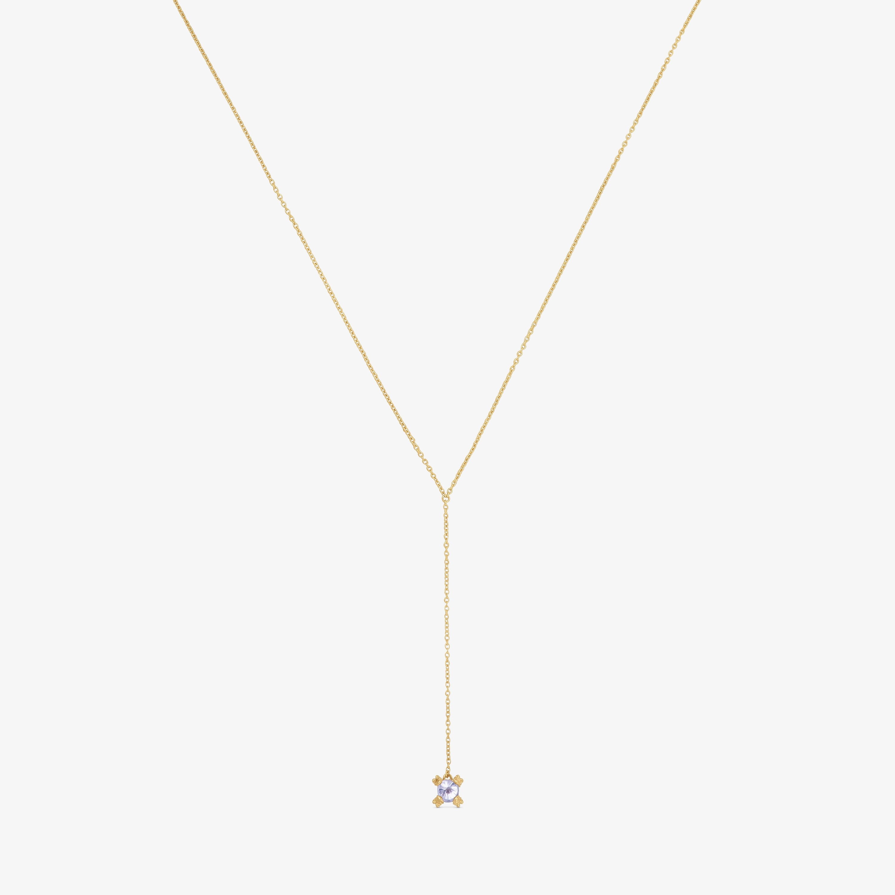 Short 18K solid gold and tanzanite Necklace Color Pills