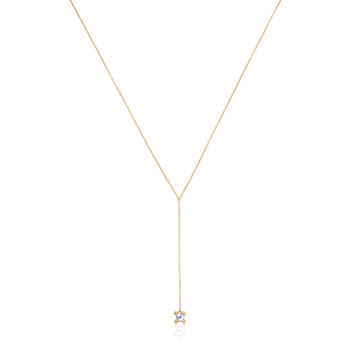 Short gold and tanzanite Necklace Color Pills