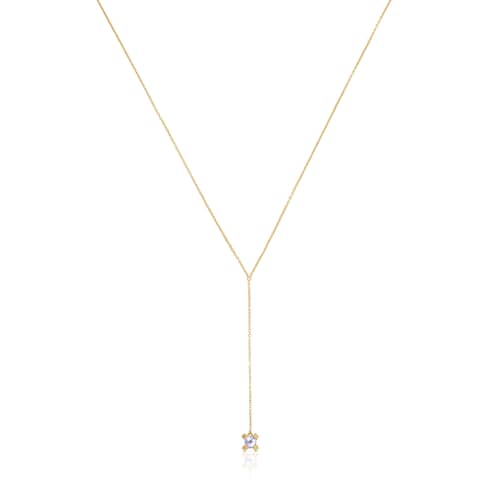 Short gold and tanzanite Necklace Color Pills
