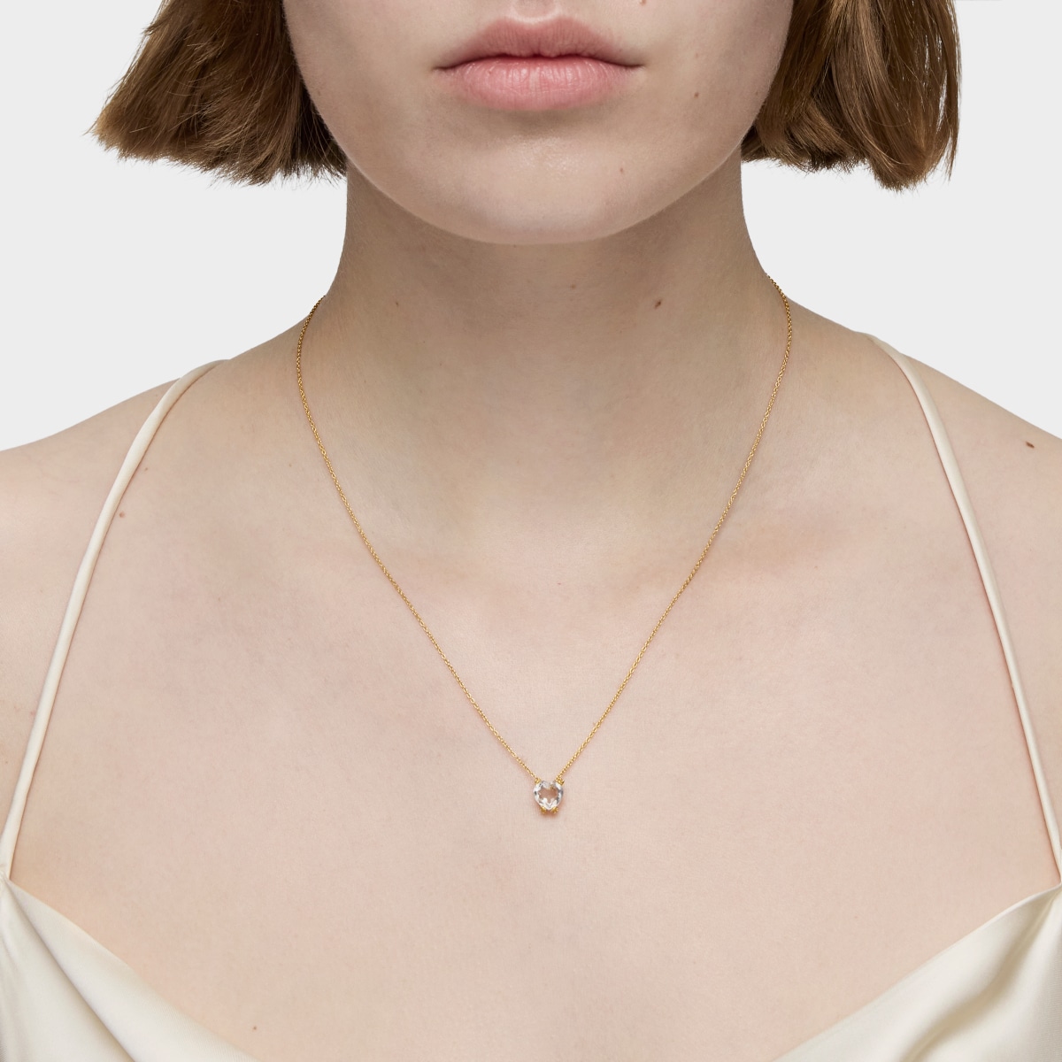 Collar corto de oro y cuarzo cristal de roca Color Pills