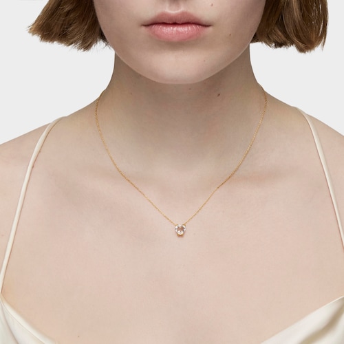 Short gold and rock crystal quartz Necklace Color Pills