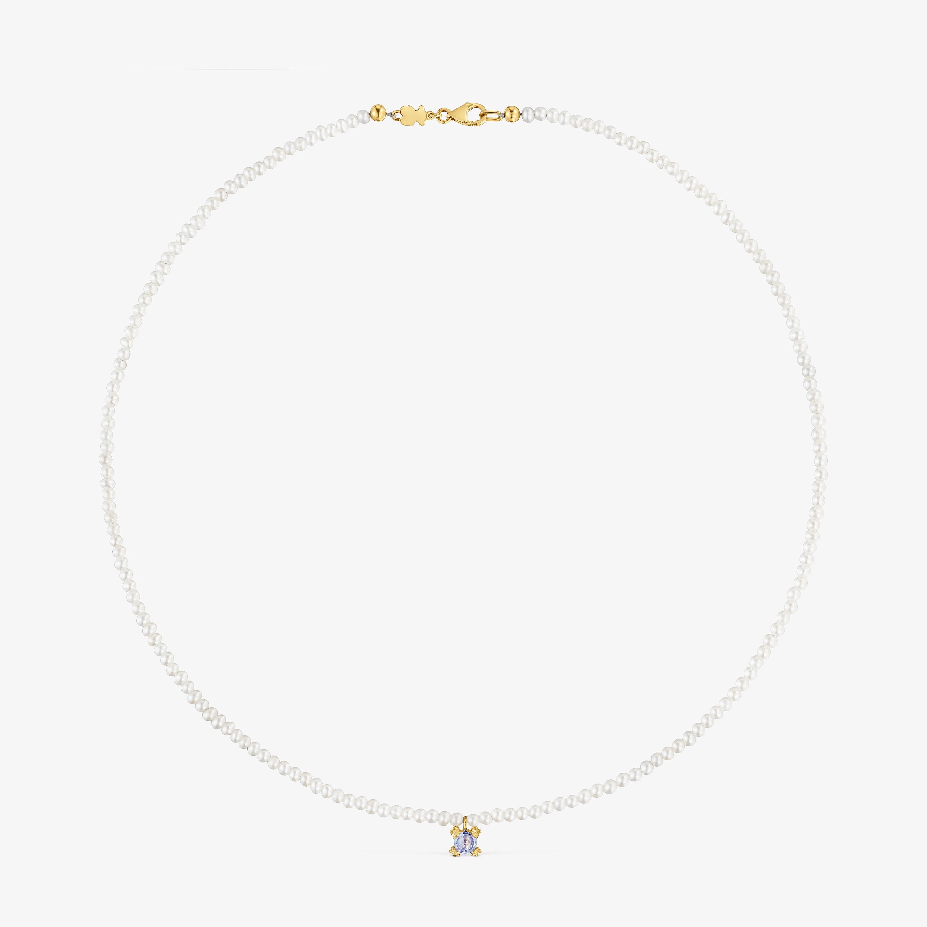 Cultured pearl, 18K solid gold and tanzanite Choker Color Pills