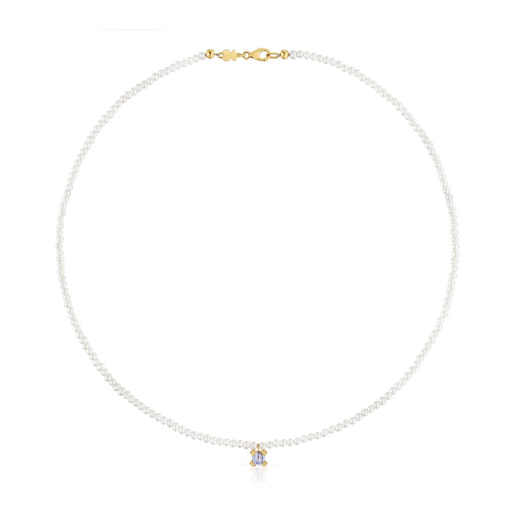 Cultured pearl, gold and tanzanite Choker Color Pills Cultured pearl, gold and tanzanite Choker Color Pills