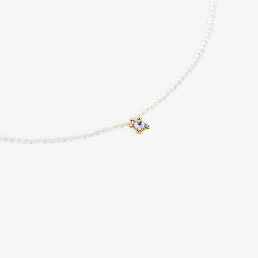 Choker Color Pills ze złota z perłami hodowanymi i tanzanitem