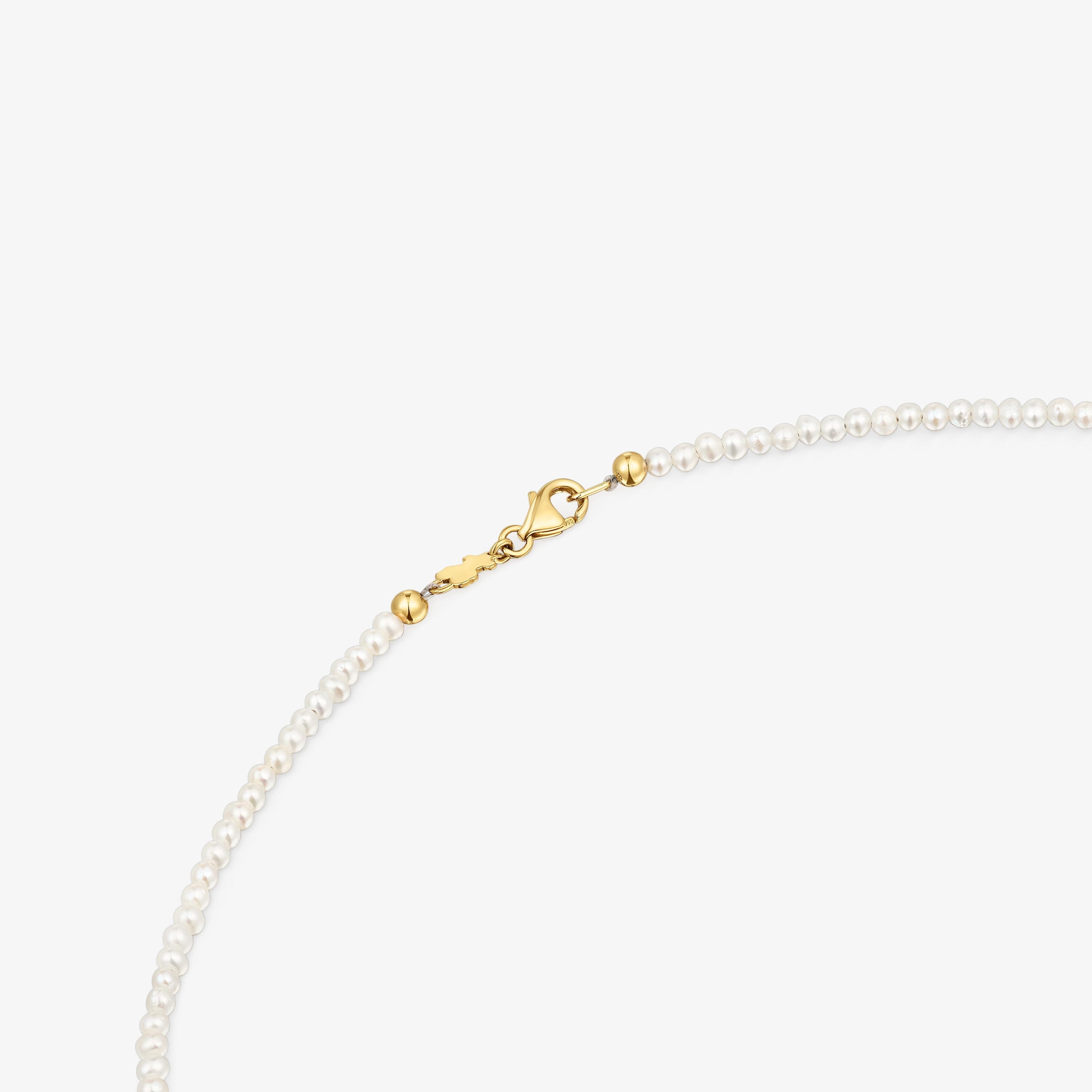 Cultured pearl, 18K solid gold and tanzanite Choker Color Pills