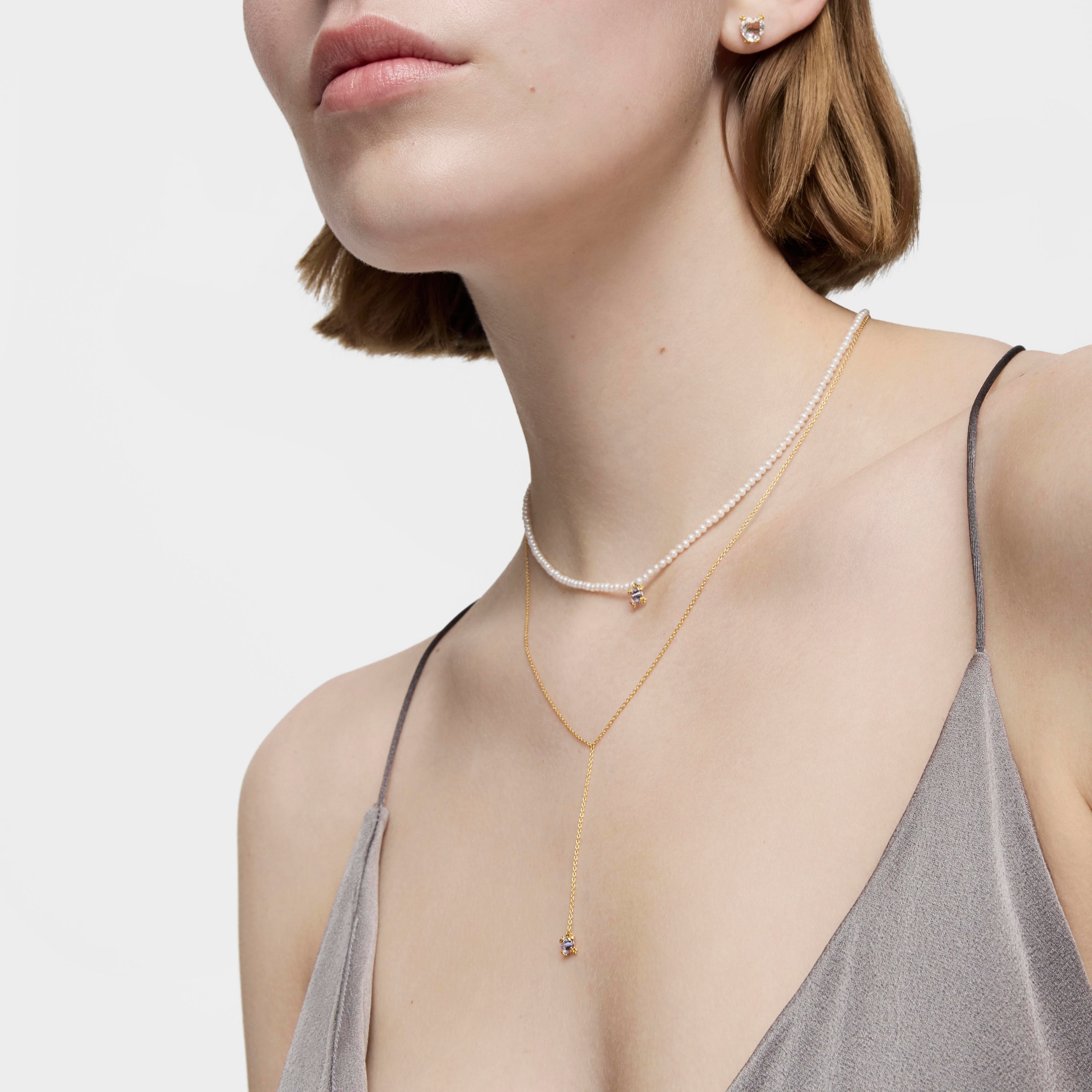 Cultured pearl, 18K solid gold and tanzanite Choker Color Pills