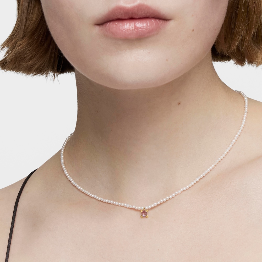 Choker Color Pills ze złota z perłami hodowanymi i tanzanitem