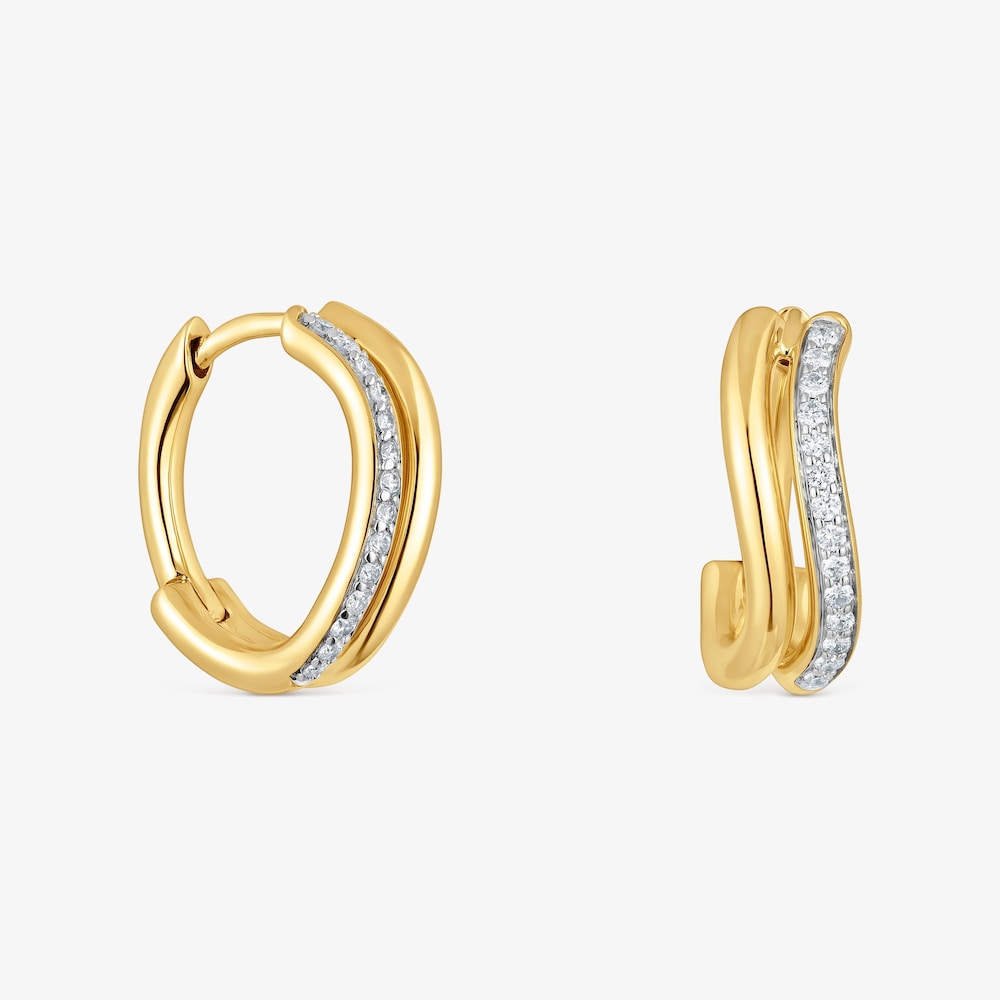 Pendientes de aro doble de oro y diamantes New Hav