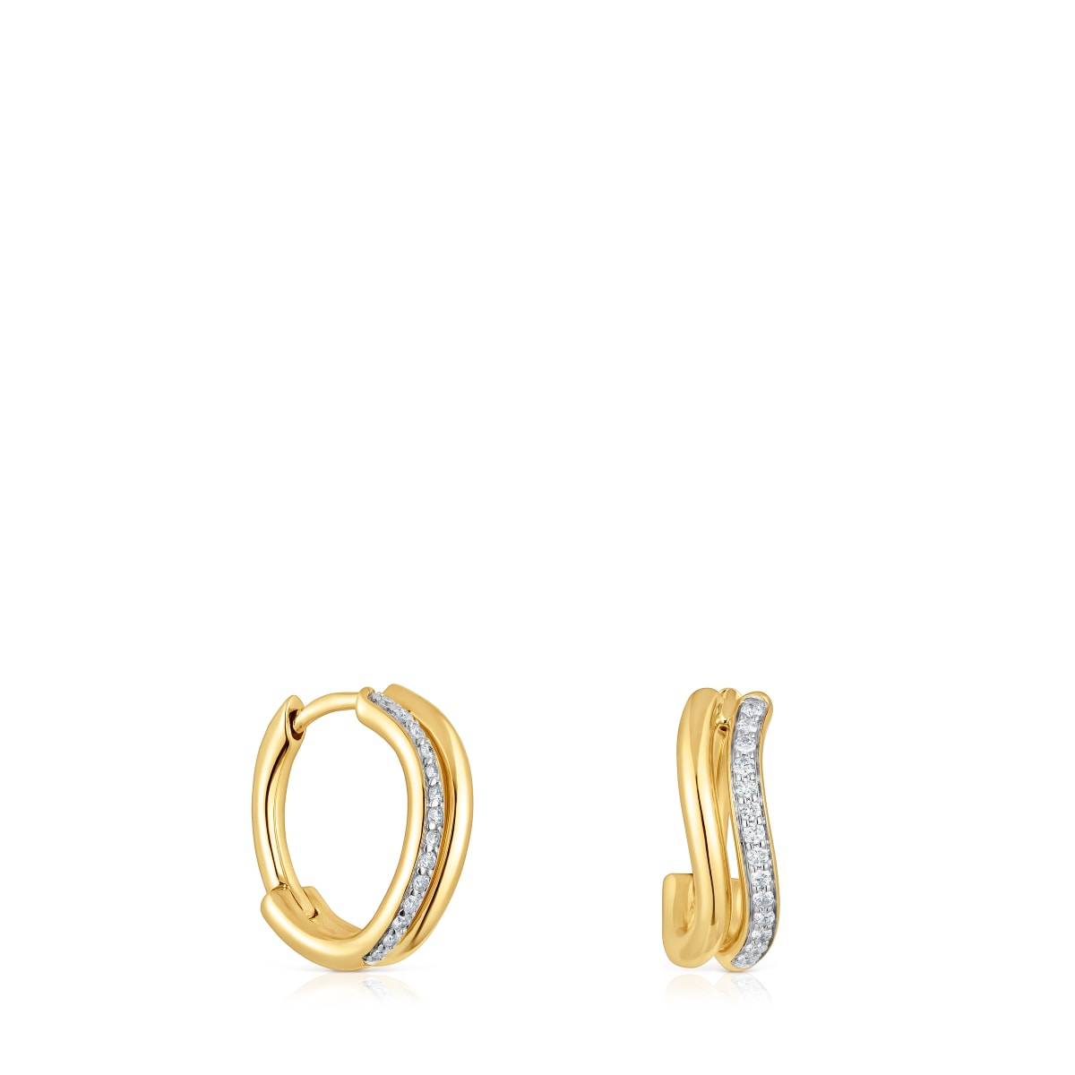Gold double-hoop earrings with diamonds New Hav