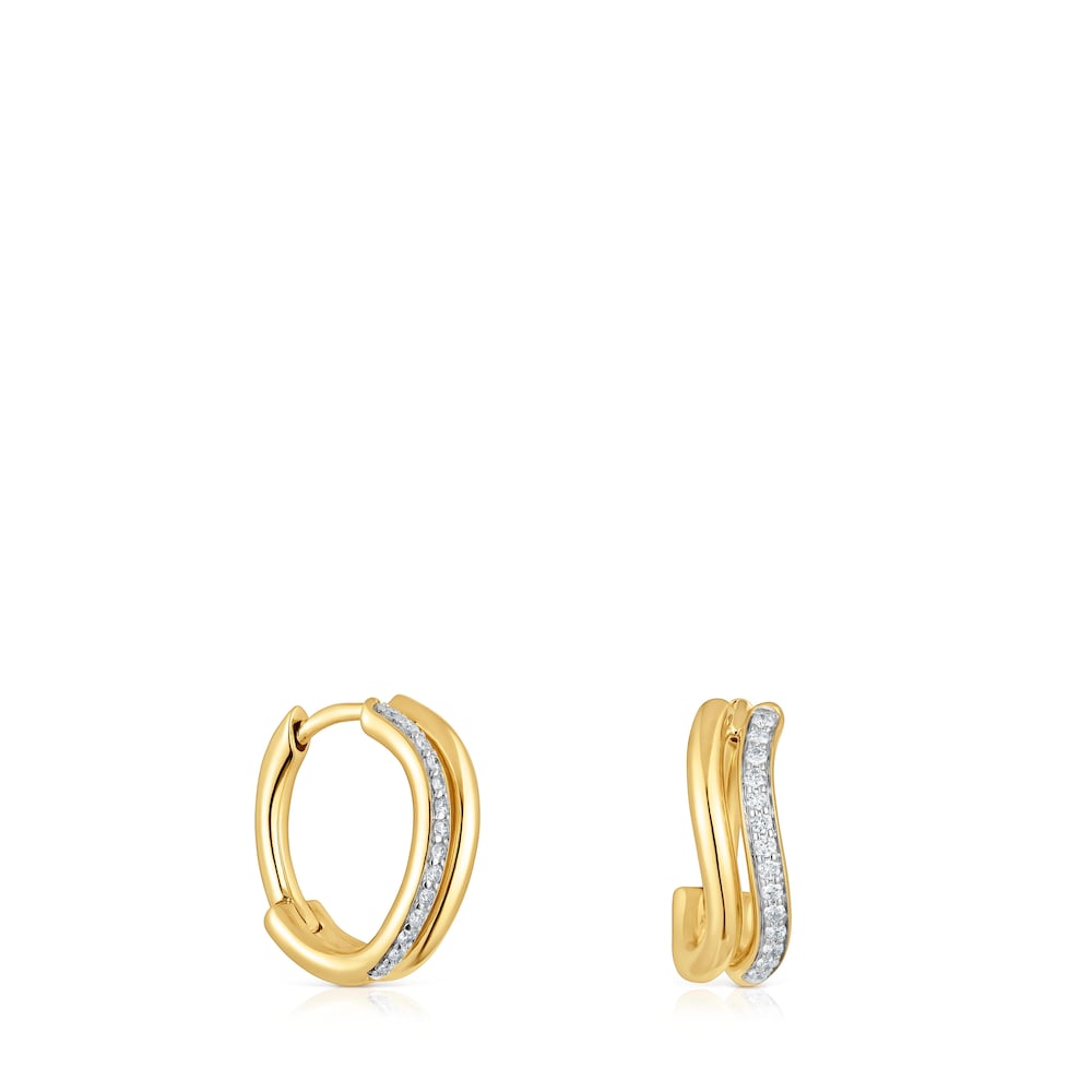Gold double-hoop earrings with diamonds New Hav