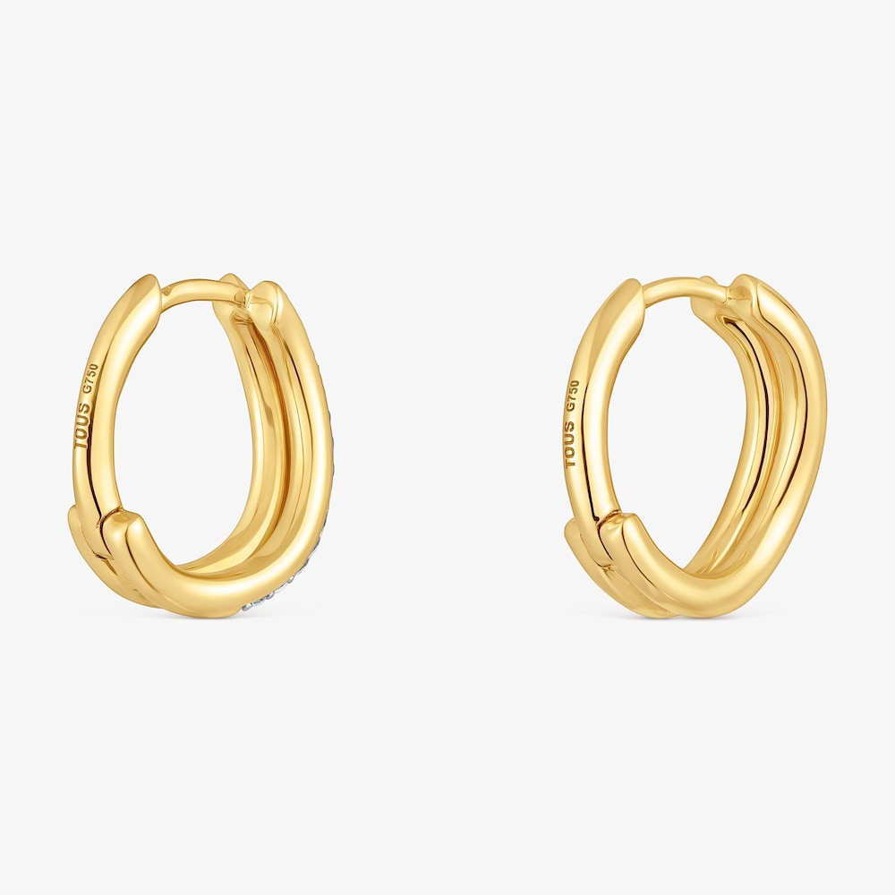 Pendientes de aro doble de oro y diamantes New Hav