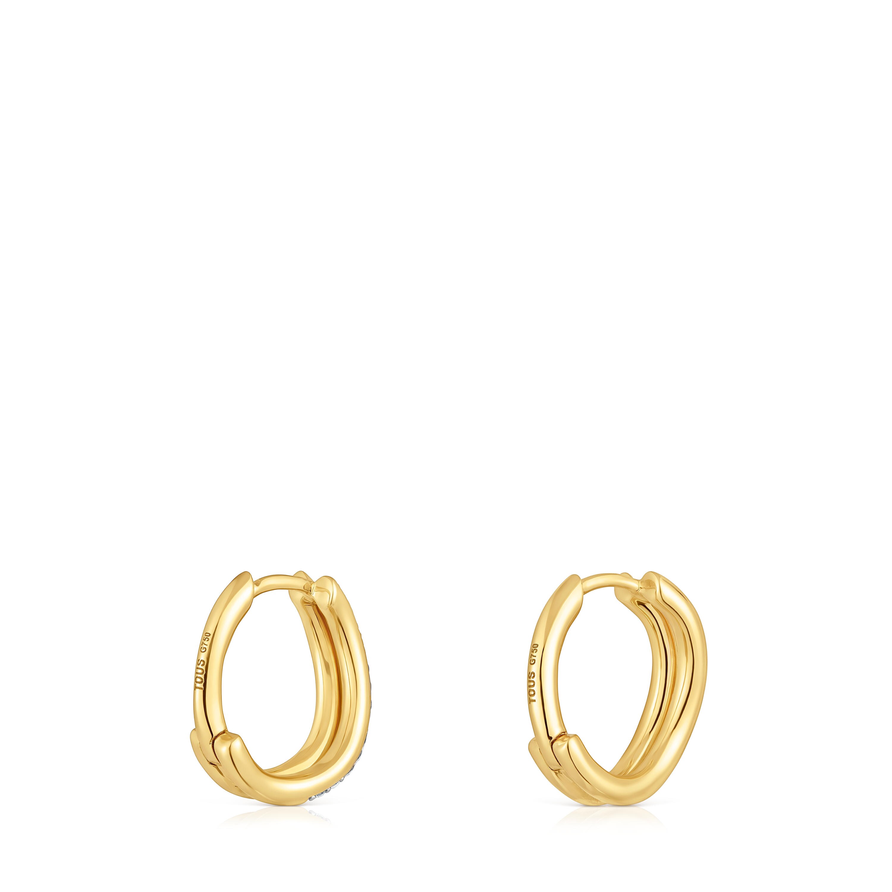 Gold double-hoop earrings with diamonds New Hav