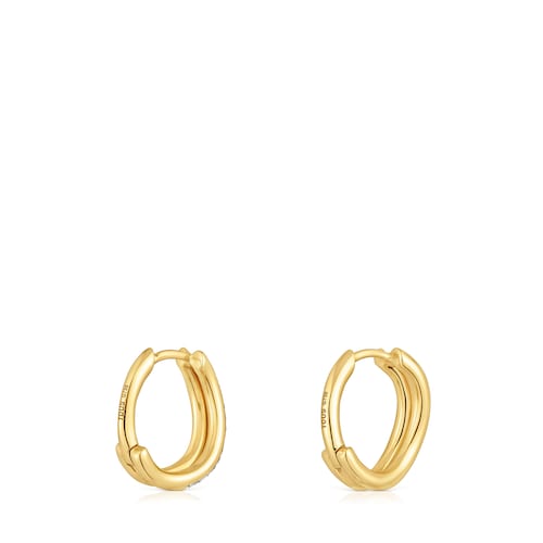 Gold double-hoop earrings with diamonds New Hav
