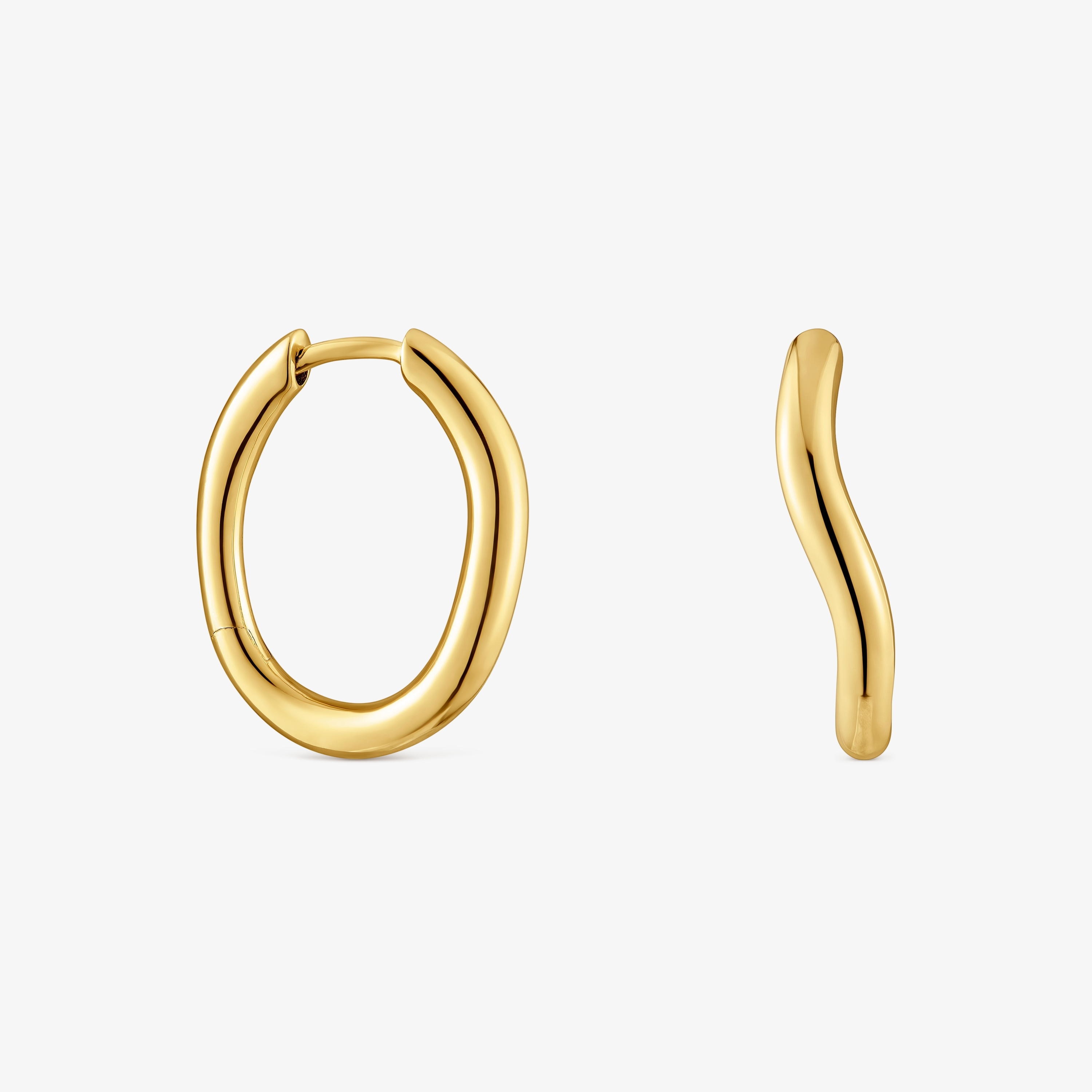 mm 18K solid gold hoop earrings New Hav