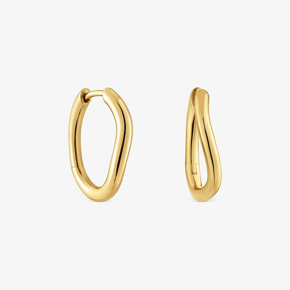 14 mm 18K solid gold hoop earrings New Hav
