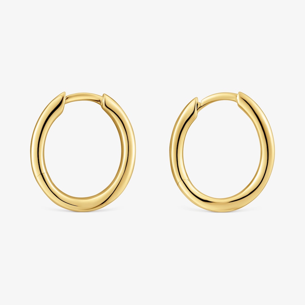 14 mm 18K solid gold hoop earrings New Hav