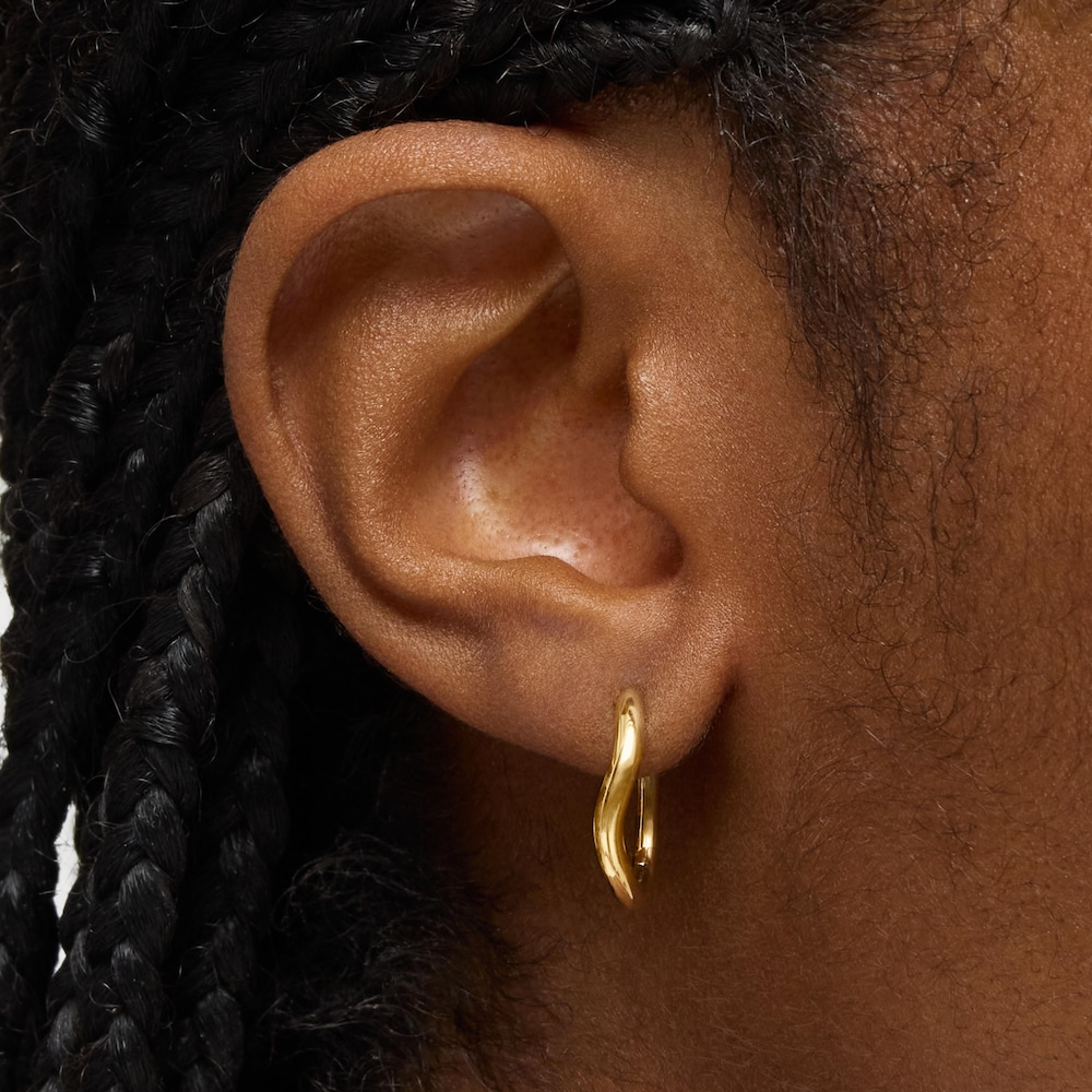 14 mm 18K solid gold hoop earrings New Hav