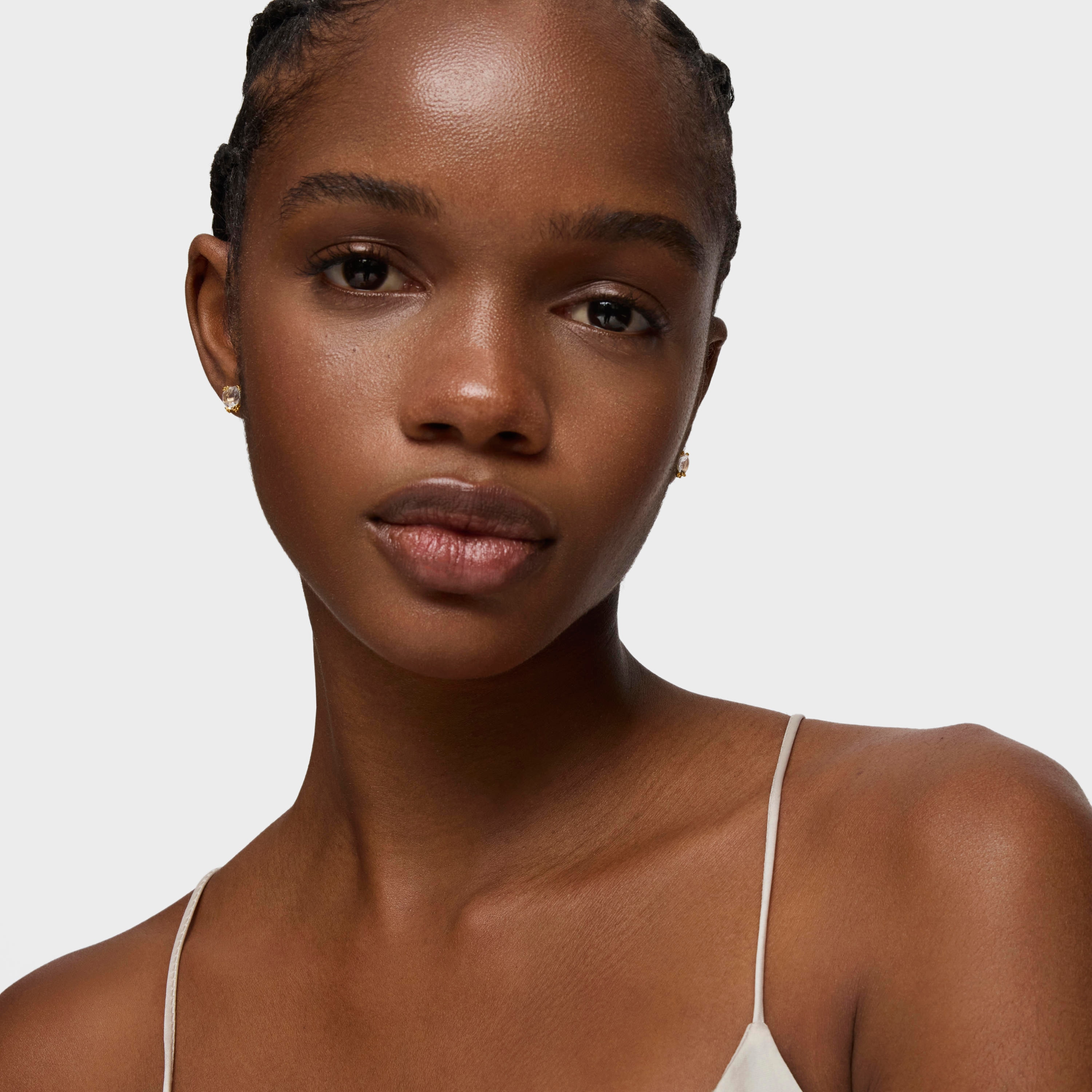 18K solid gold and rock crystal quartz Earrings Color Pills