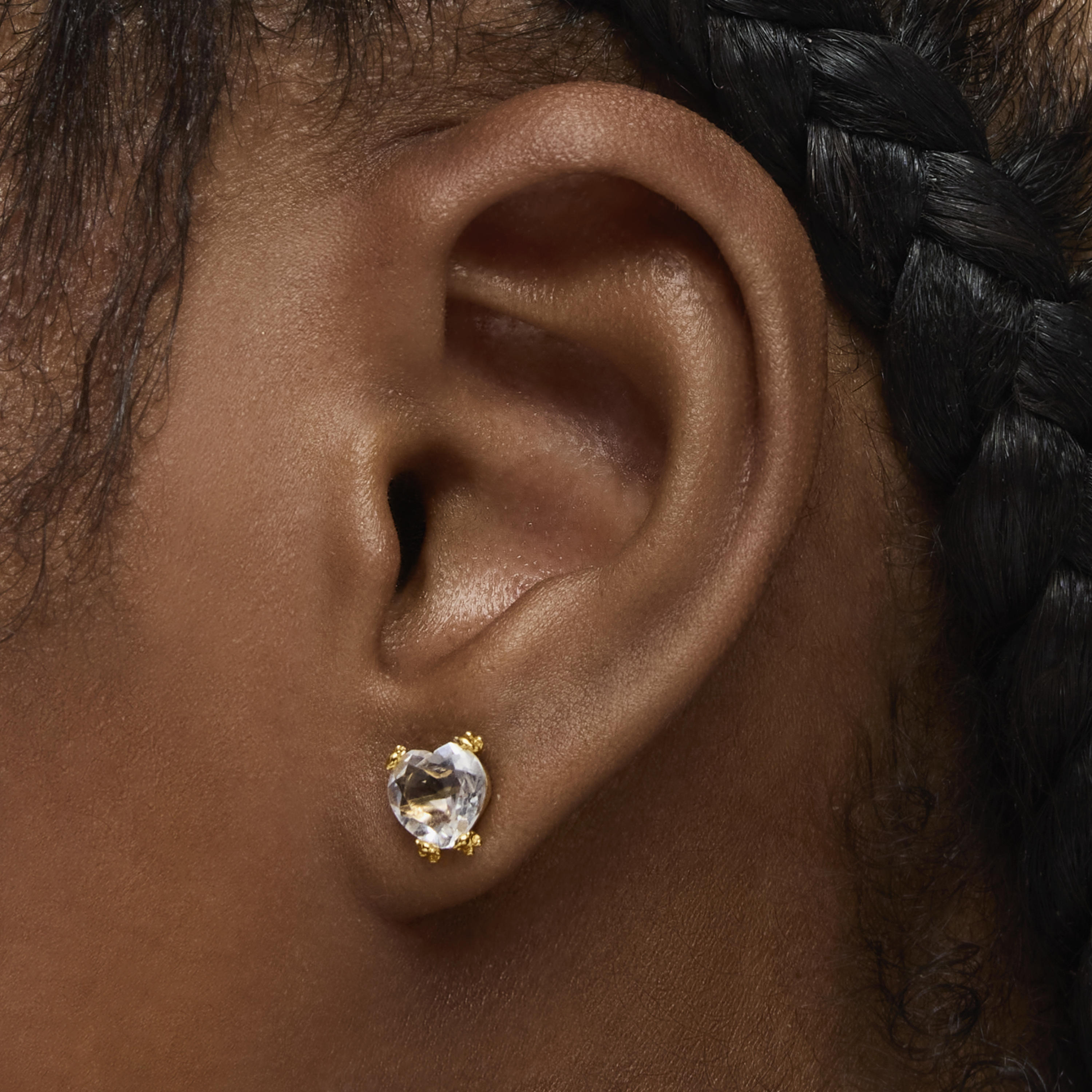 18K solid gold and rock crystal quartz Earrings Color Pills