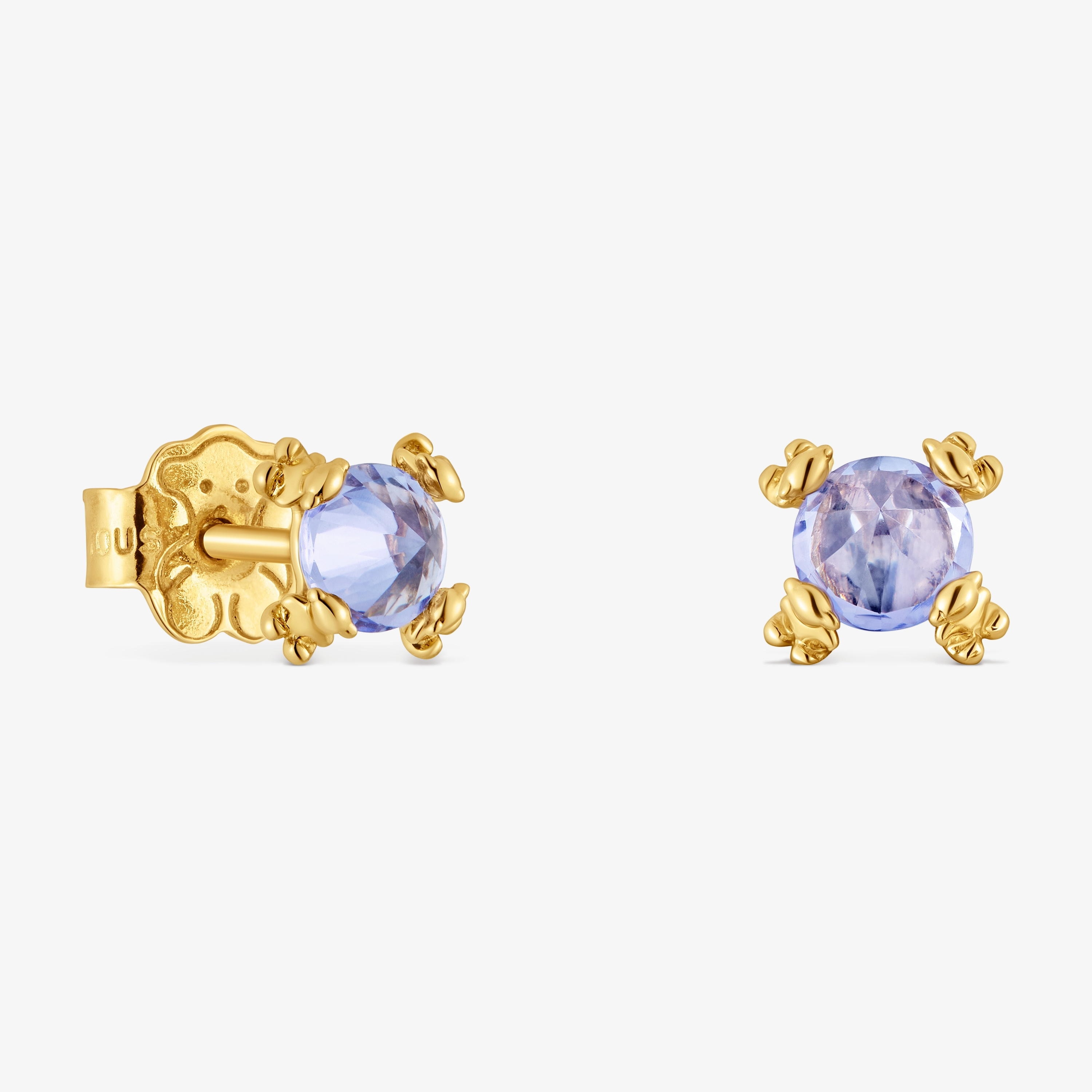 18K solid gold and tanzanite Earrings Color Pills