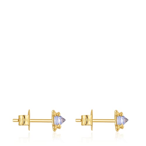 Gold and tanzanite Earrings Color Pills