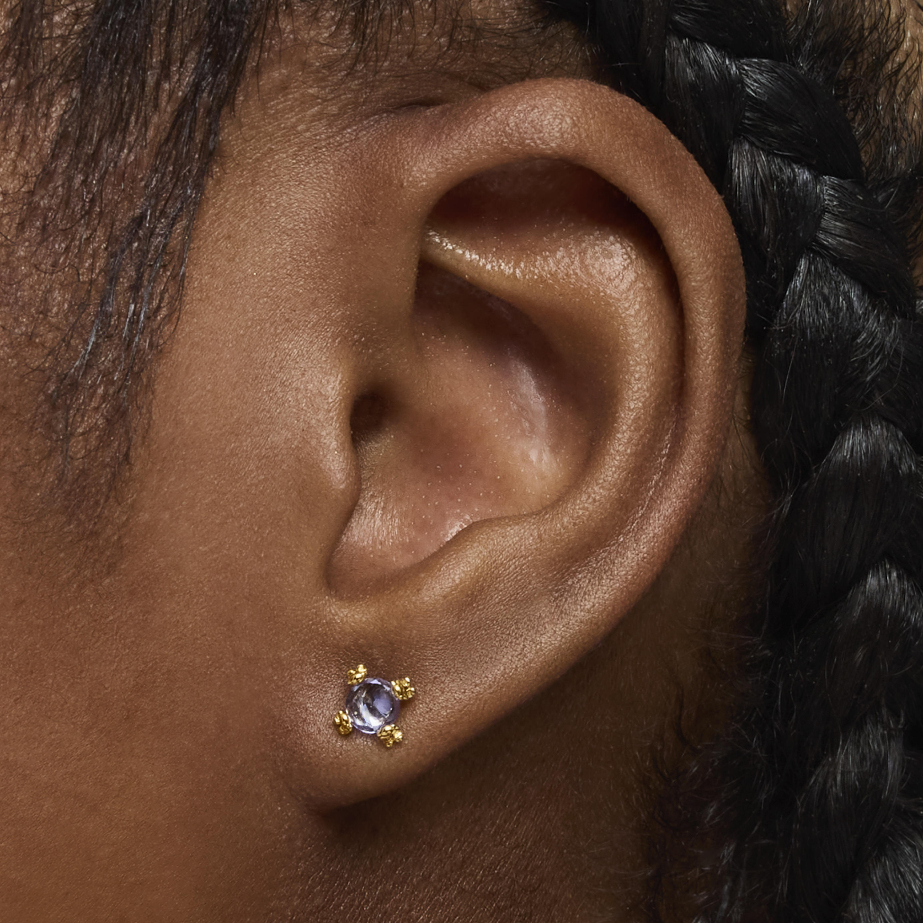 18K solid gold and tanzanite Earrings Color Pills