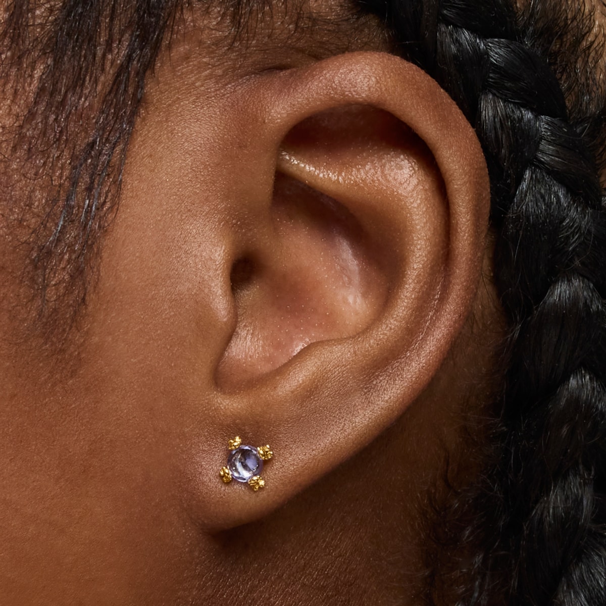 Gold and tanzanite Earrings Color Pills