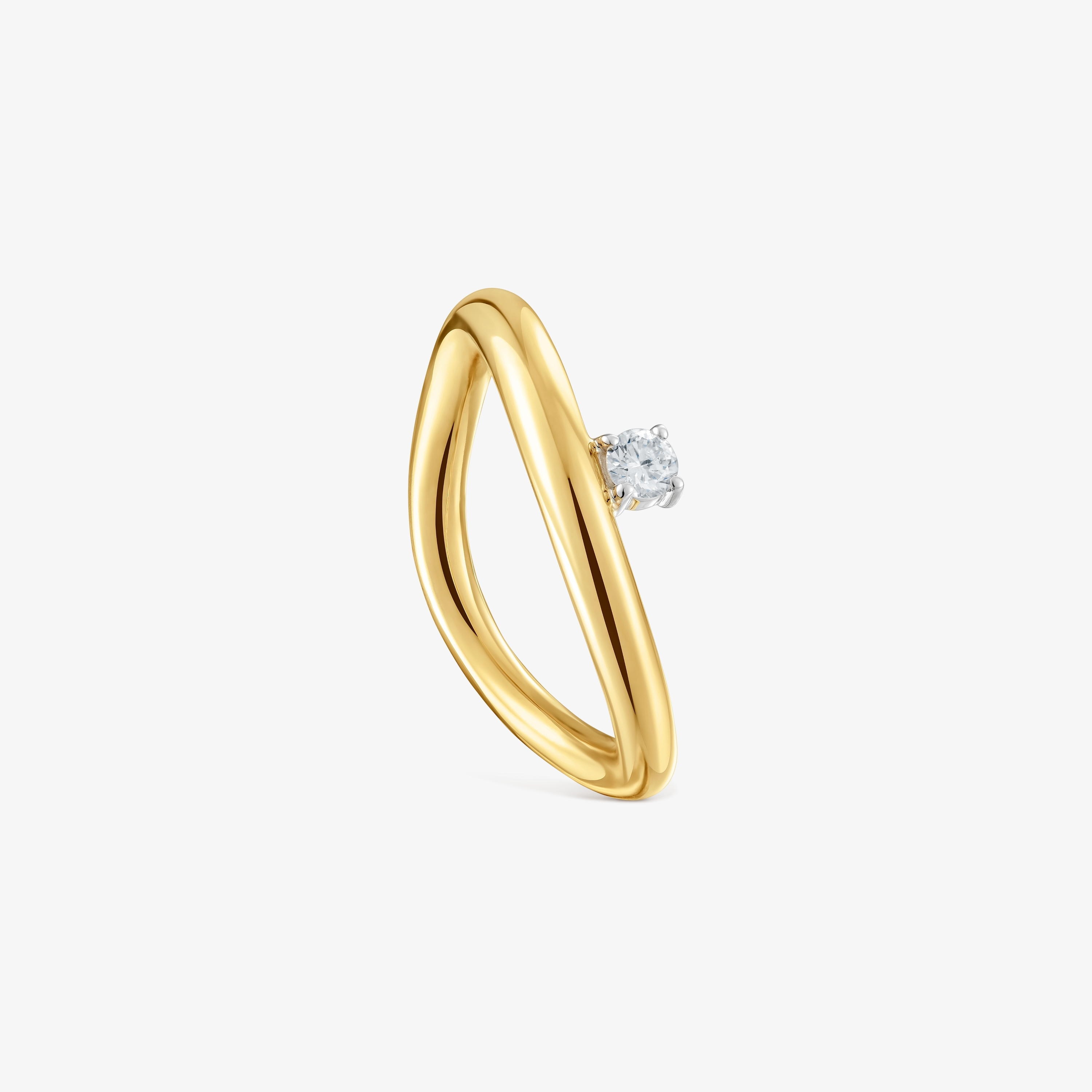18K solid gold gradient ring with diamond New Hav