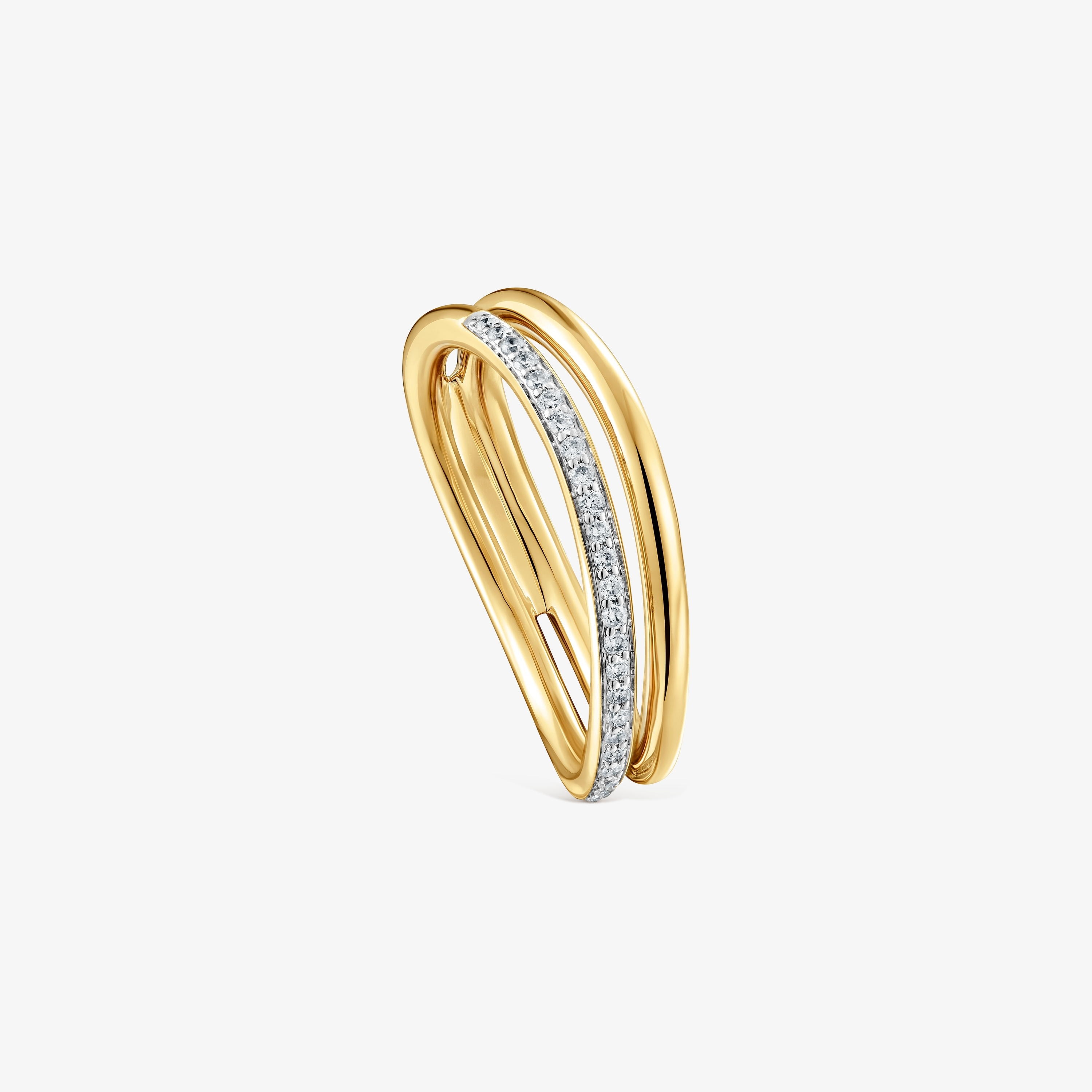 18K solid gold double ring with diamonds New Hav